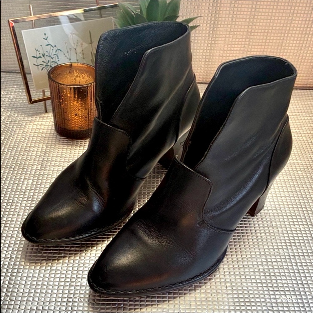 Elegant Black Leather Ankle Booties